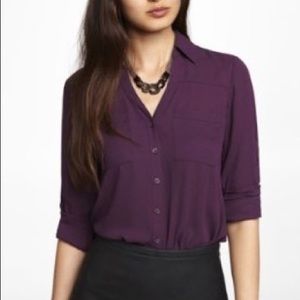Express Dark Plum Convertible Sleeve Portofino Shirt